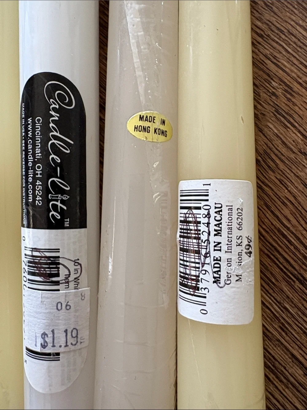 Lot of VTG Ivory and White Taper Candles -